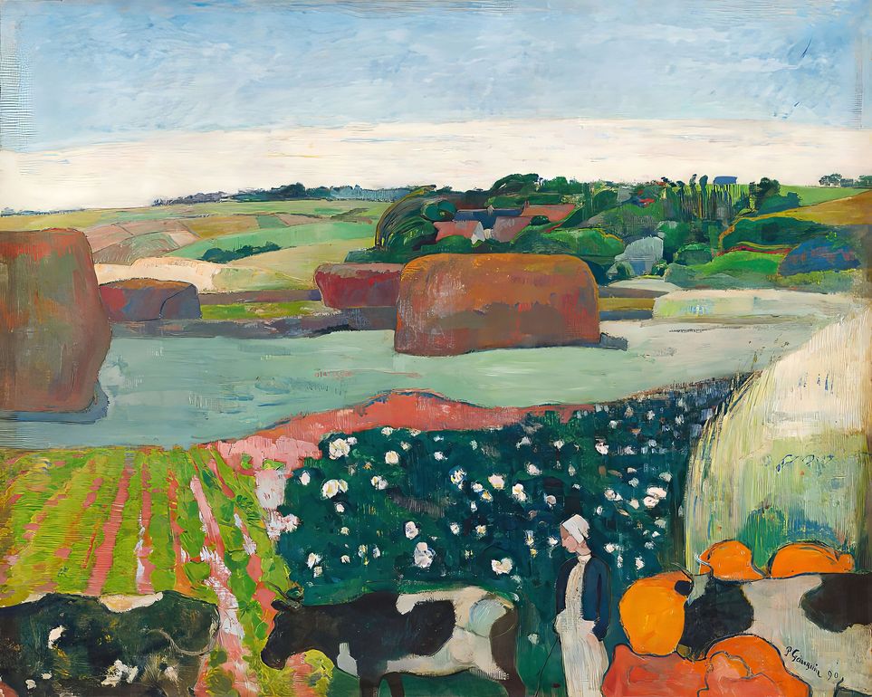 Haystacks in Brittany by Gauguin