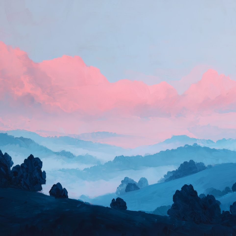 Pink Cloud Band Over Blue Ridges