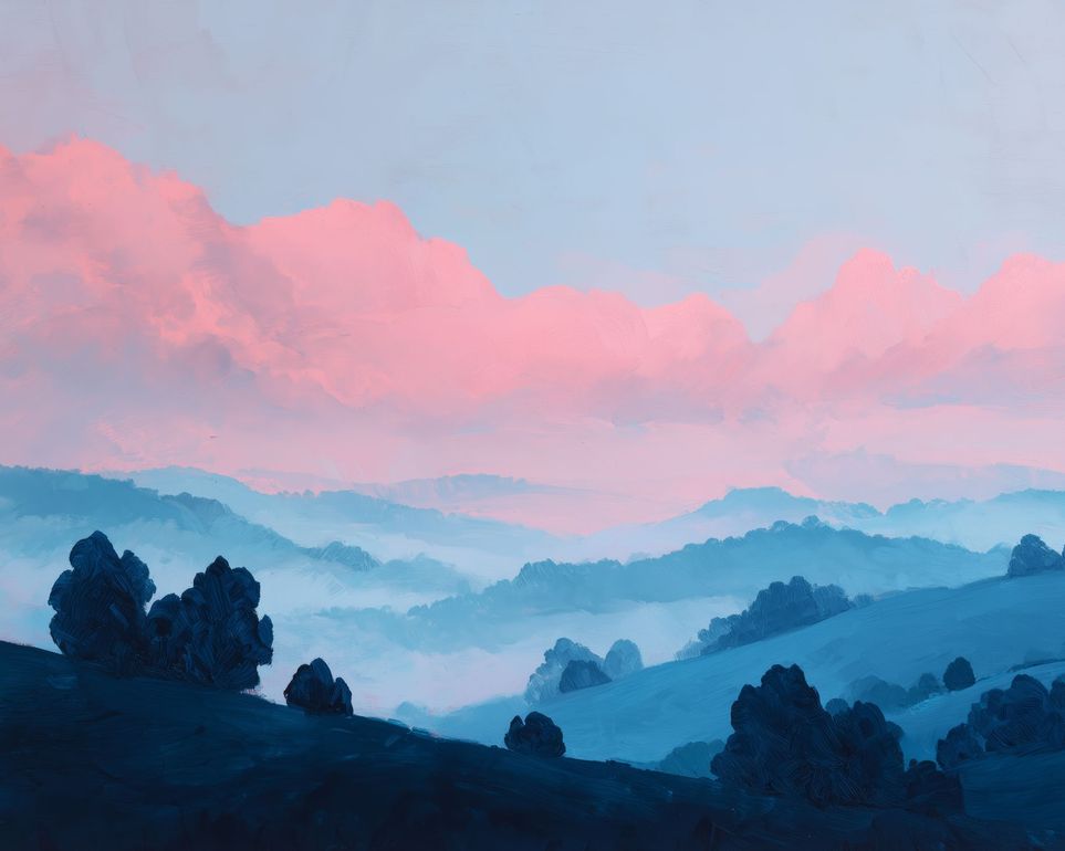 Pink Cloud Band Over Blue Ridges
