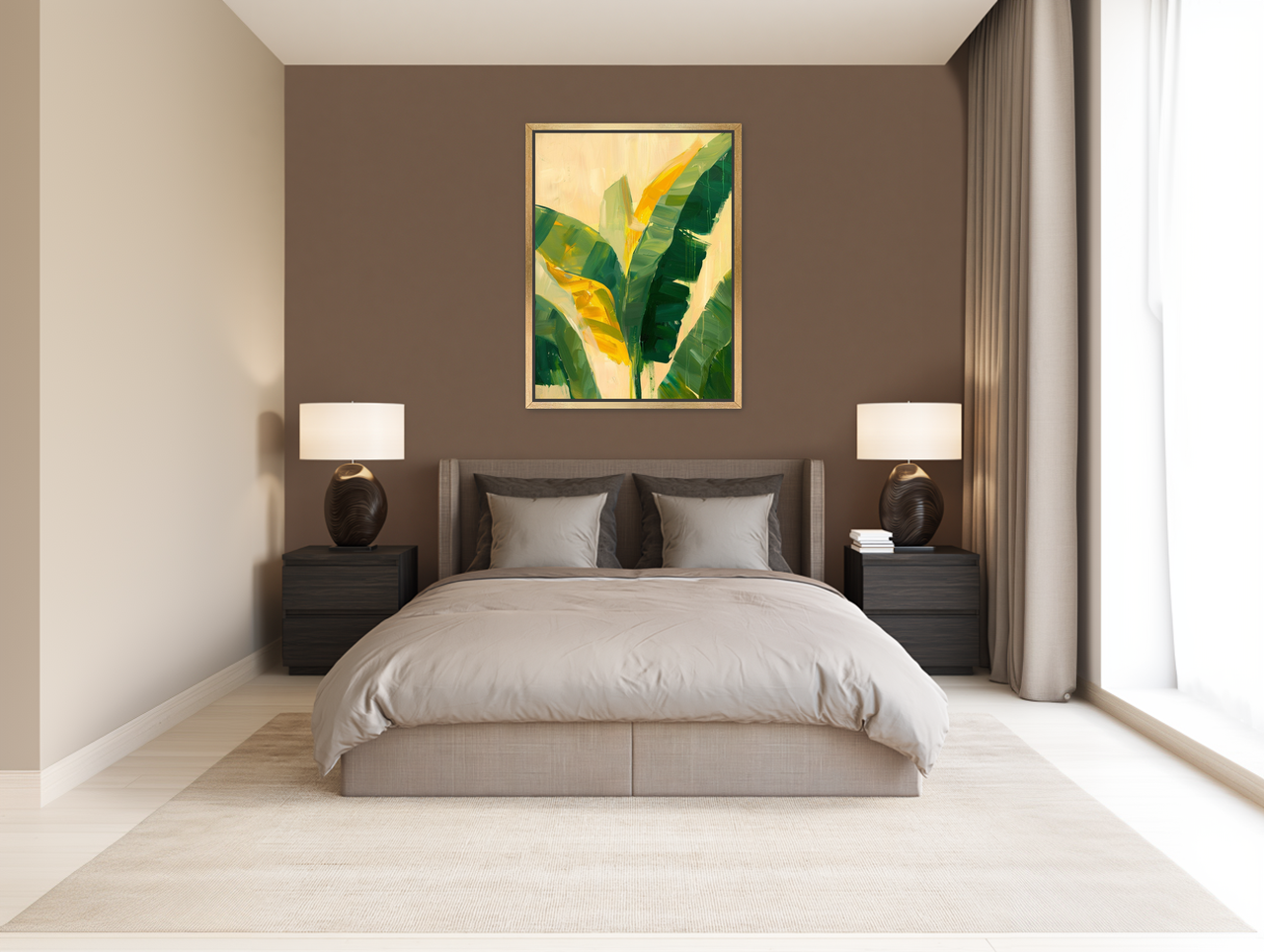 Yellow breaks through green leaves room view