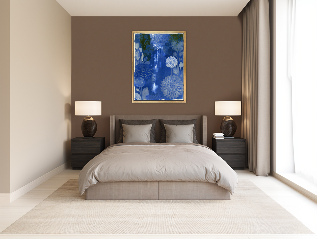 Blue garden night walk room view