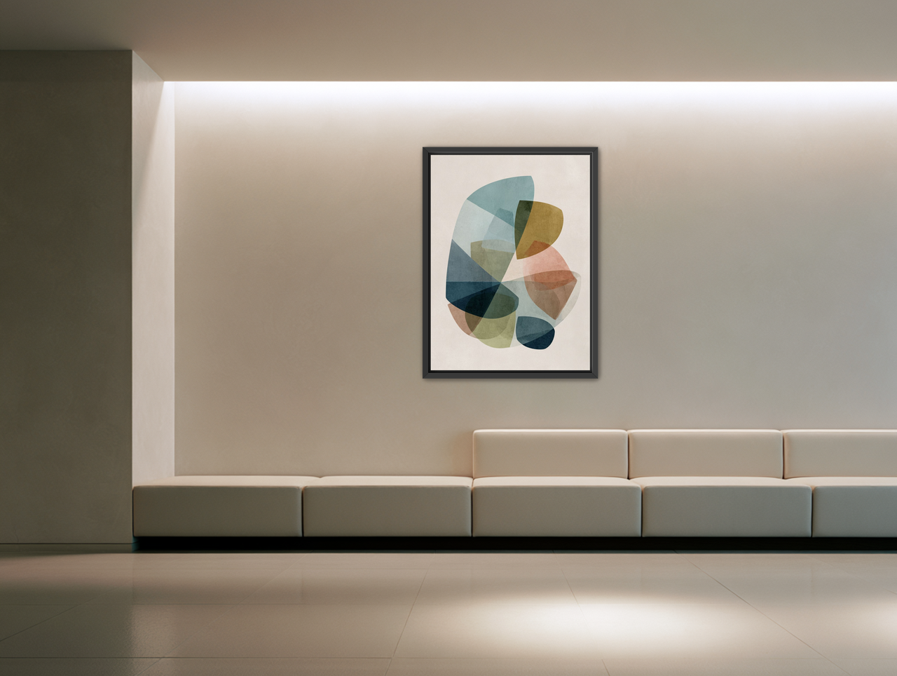 Soft layers within off white room view