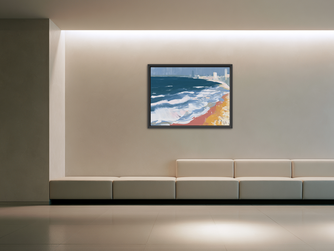 White surf along the city beach room view