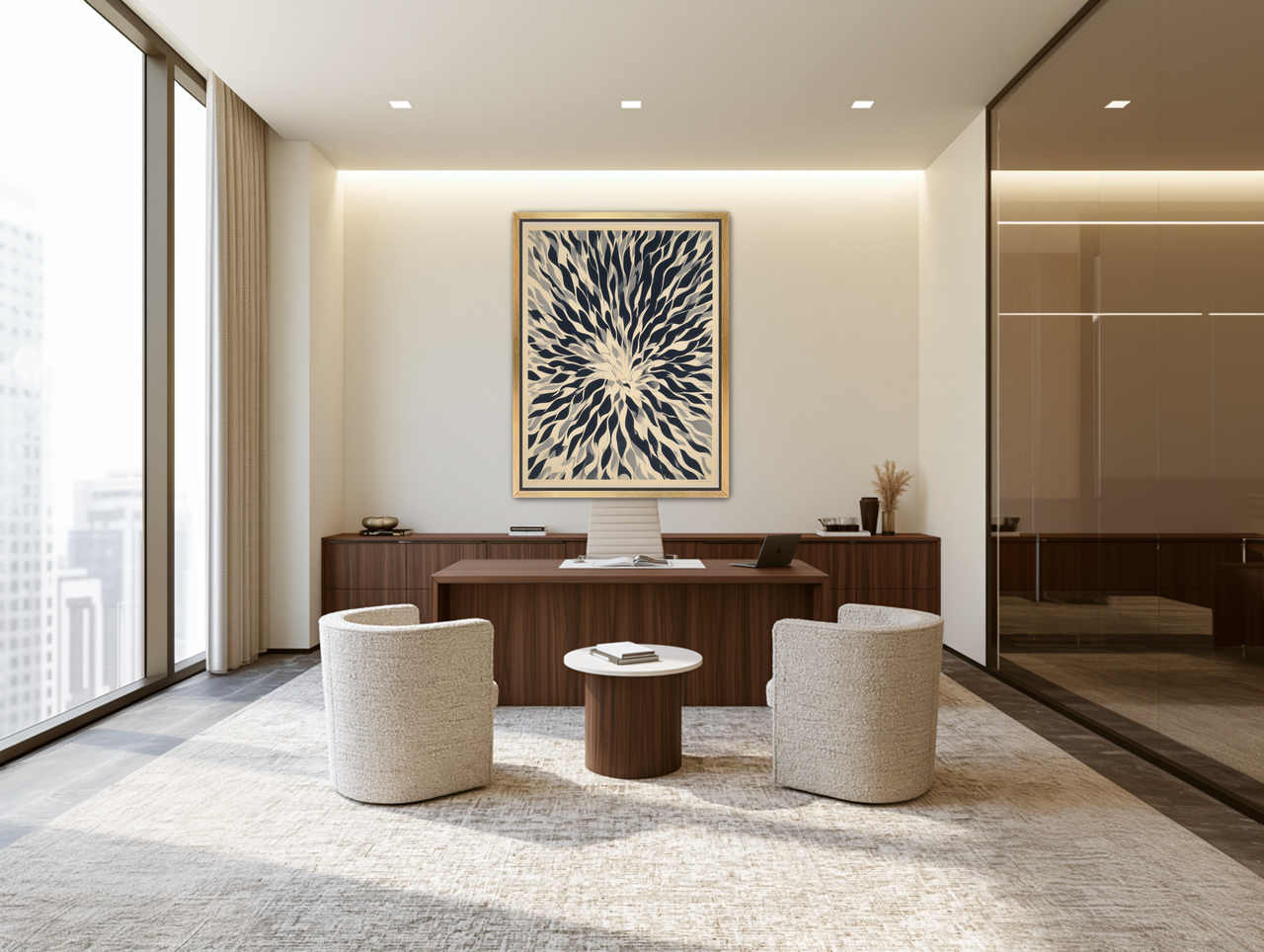 Dark forms around a white center room view