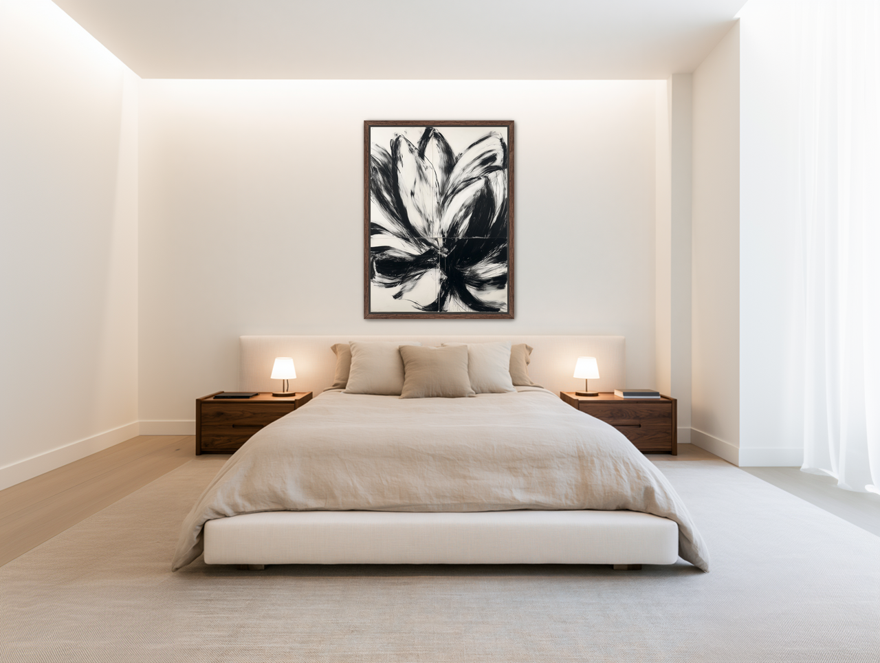 Black surges through white room view