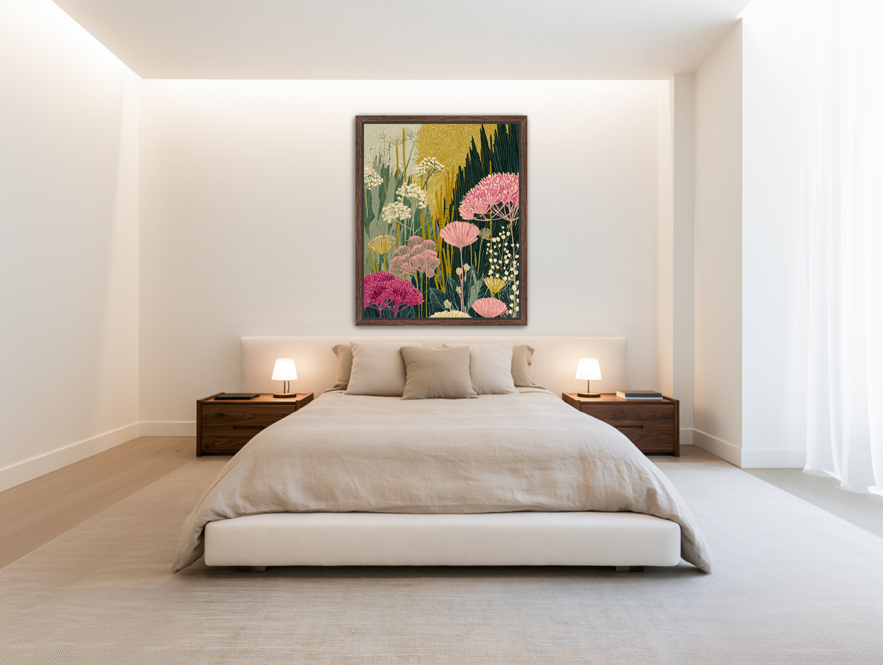 Wildflowers pressing into dusk room view