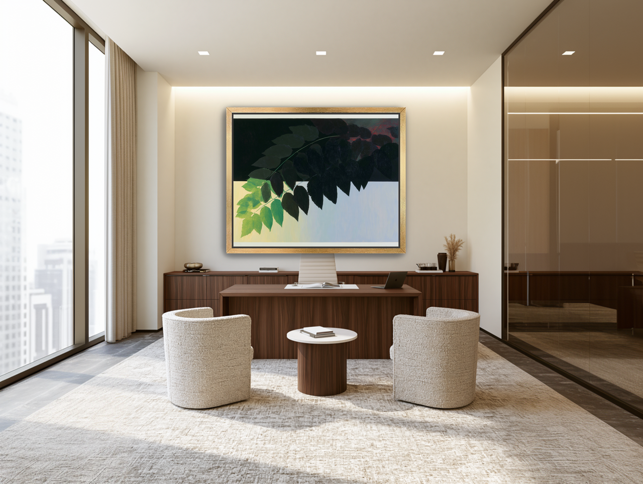 Leaves crossing into shadow room view