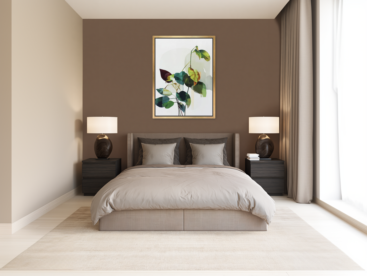 Leaves within pale shadows room view
