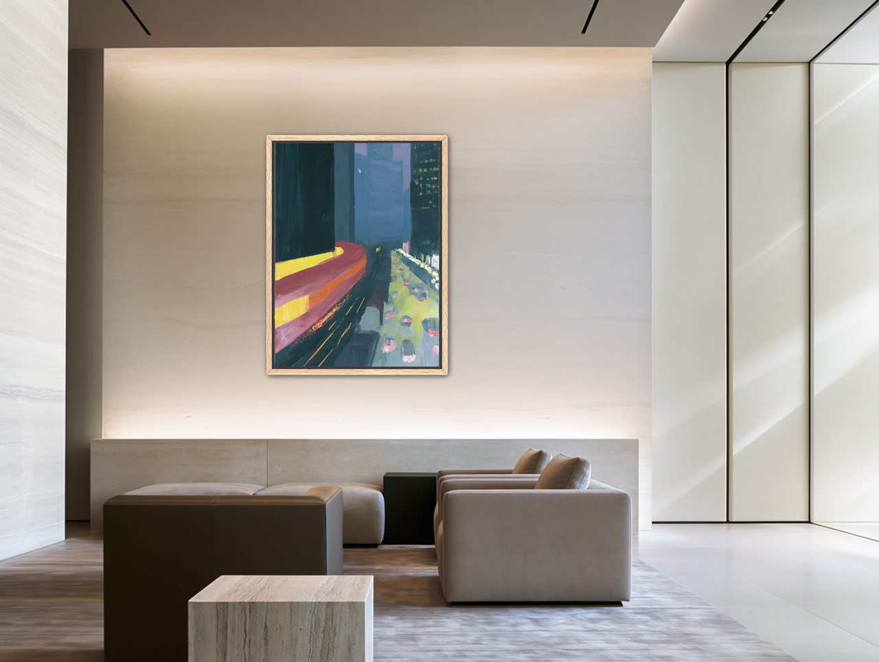 A bright bend downtown room view