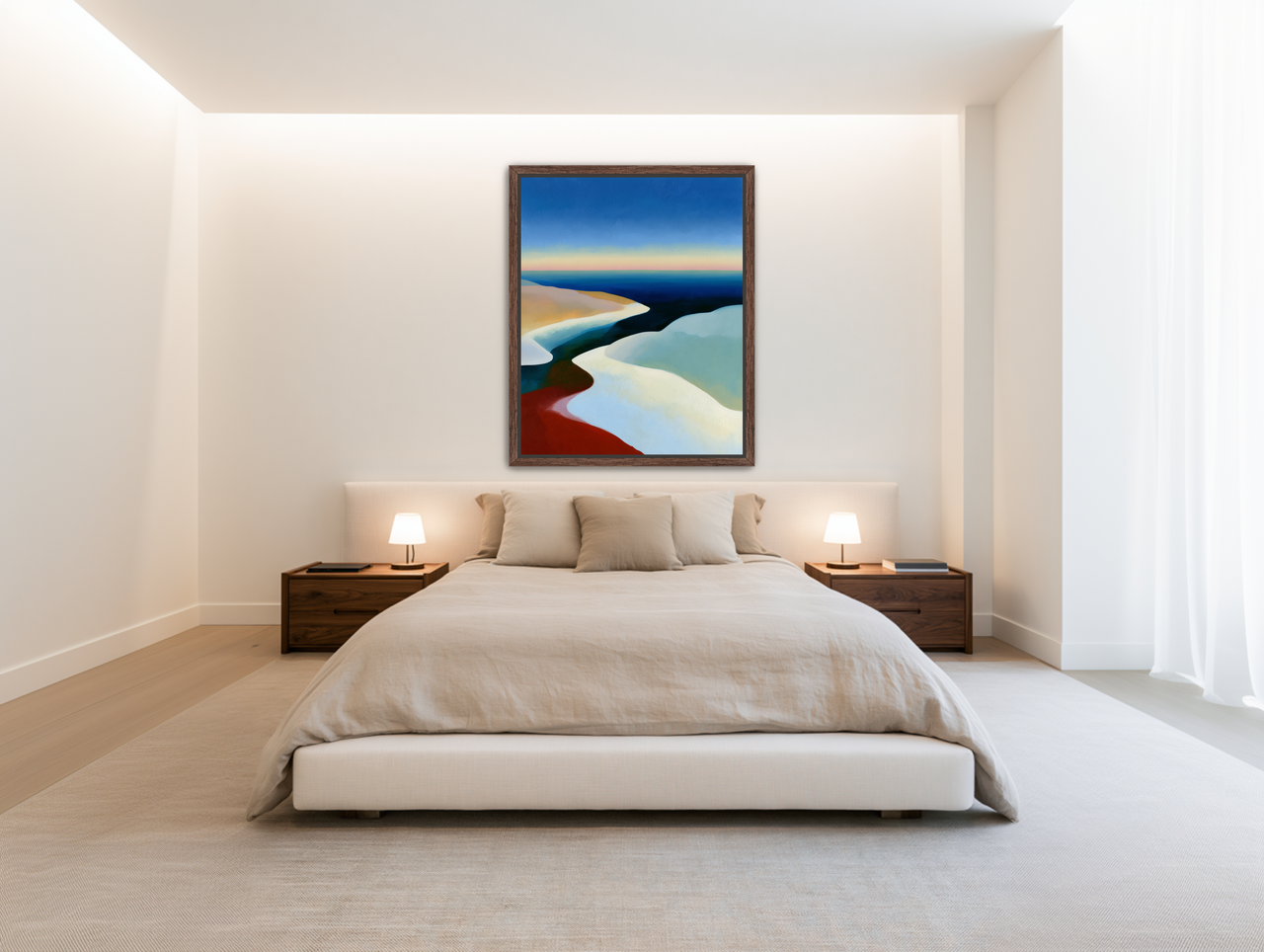 Blue sky over white dunes room view