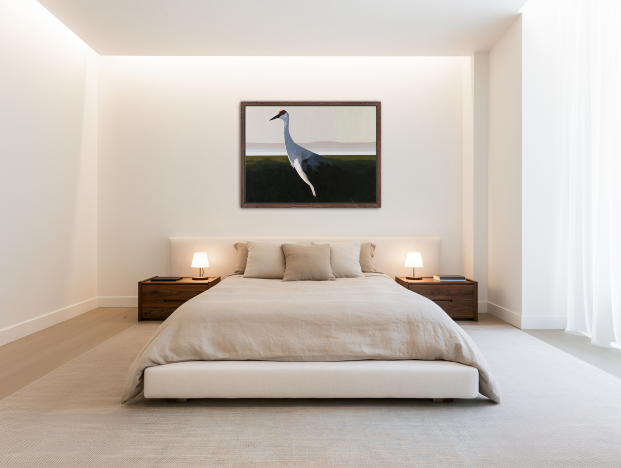 Crane with a red crown room view