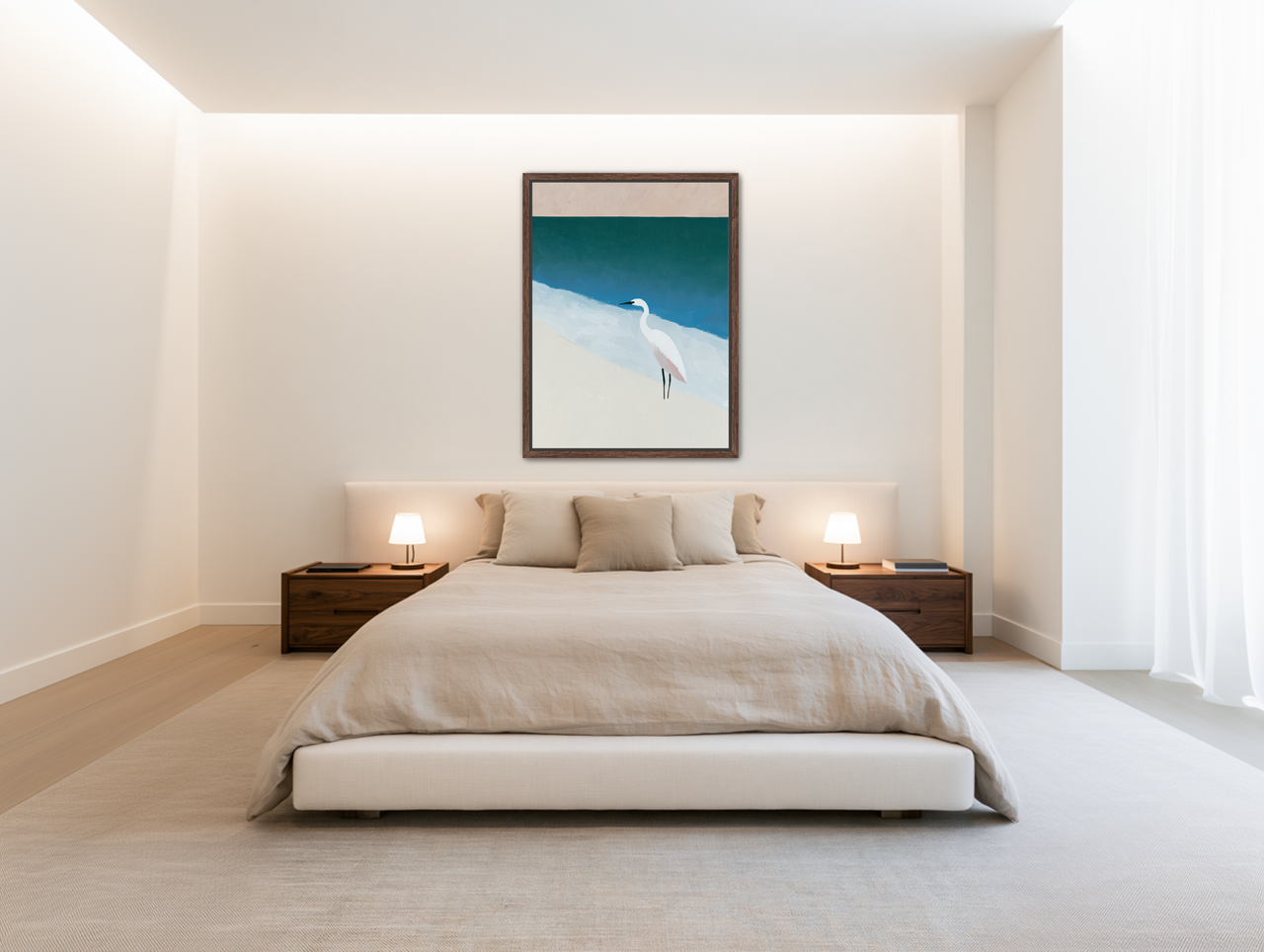 White egret at the shoreline room view
