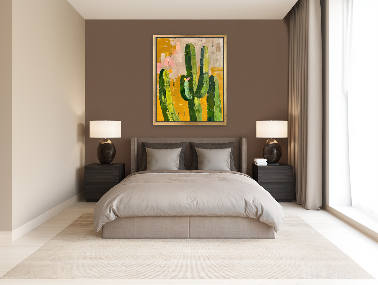 Cactus forms within ochre field room view