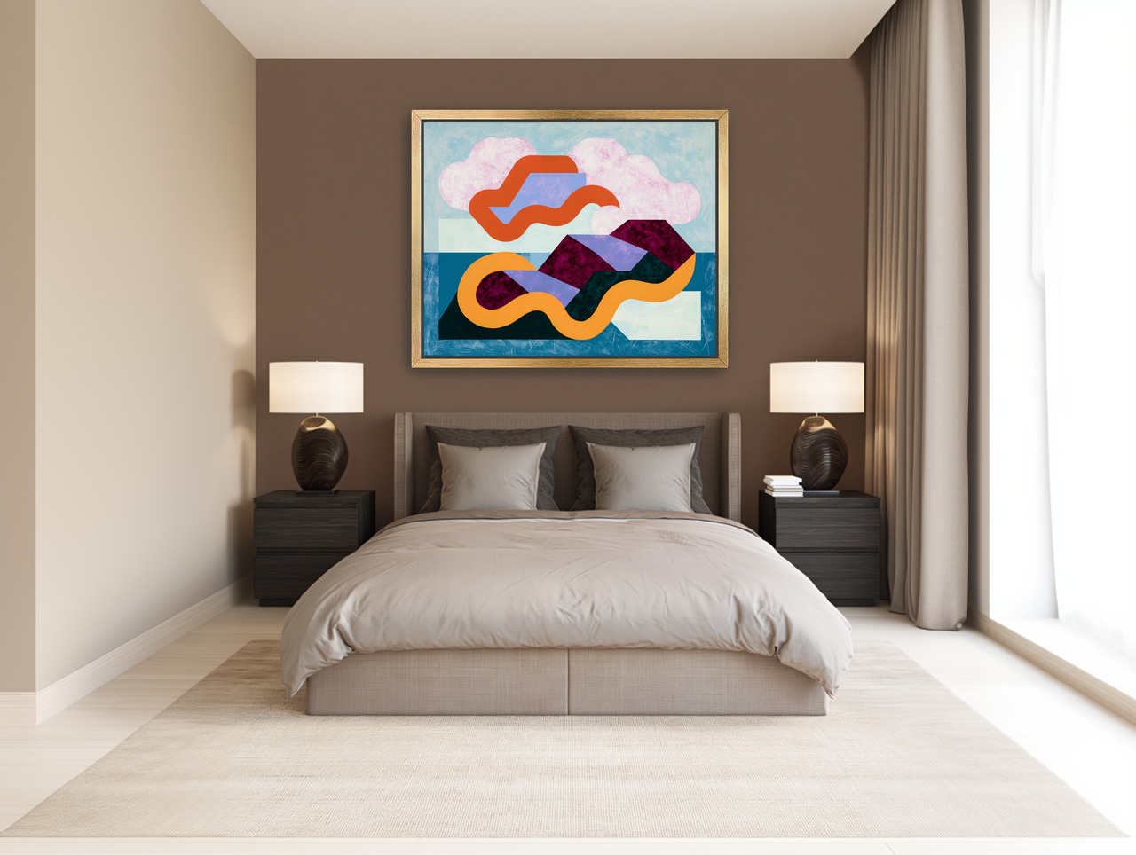 Orange bands across mountains room view