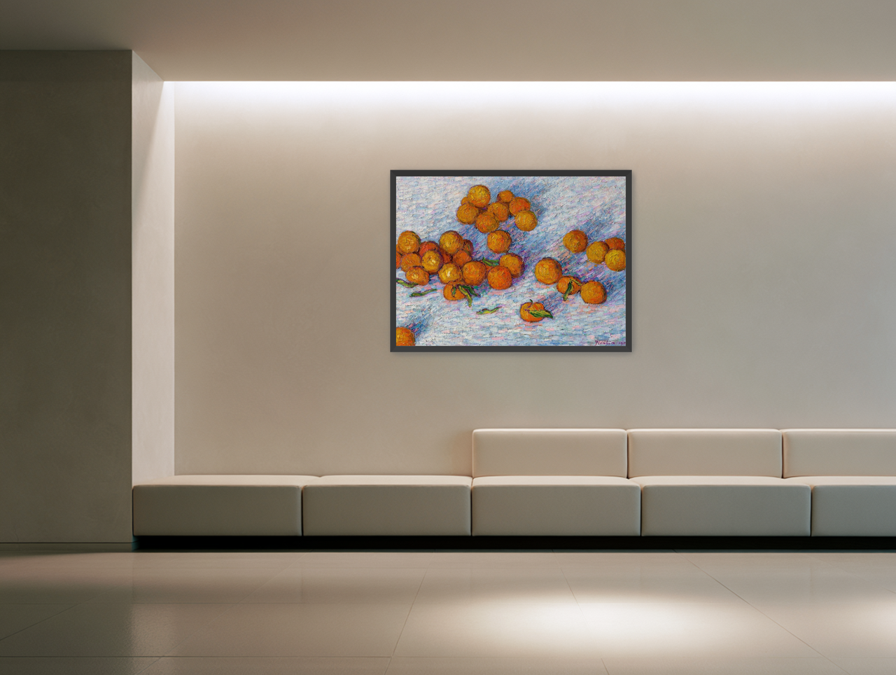 Oranges across the table room view
