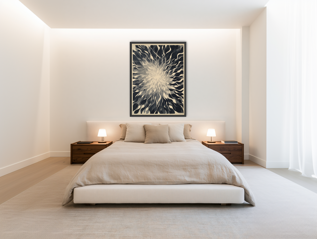 Pale center in black sweep room view