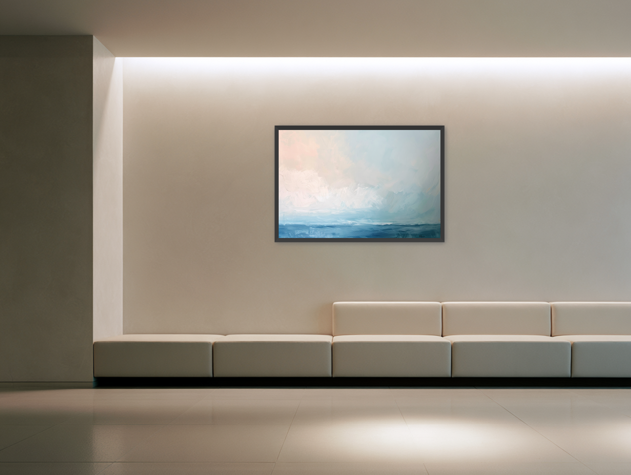 Quiet sea under pale sky room view