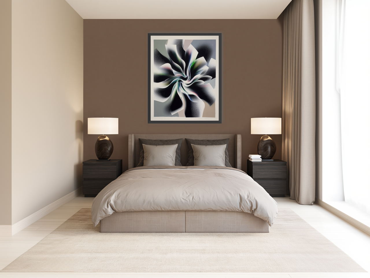 Spiral fold within pale blocks room view