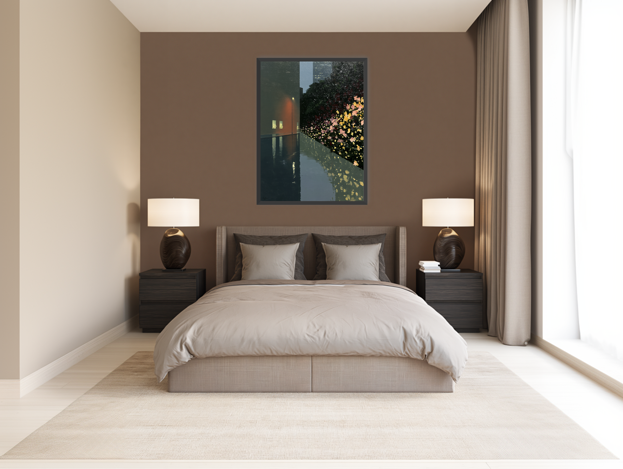 Flowers beside the wet wall room view