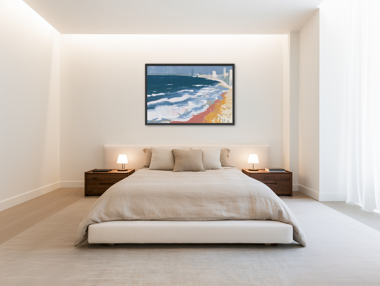 White surf along the city beach room view