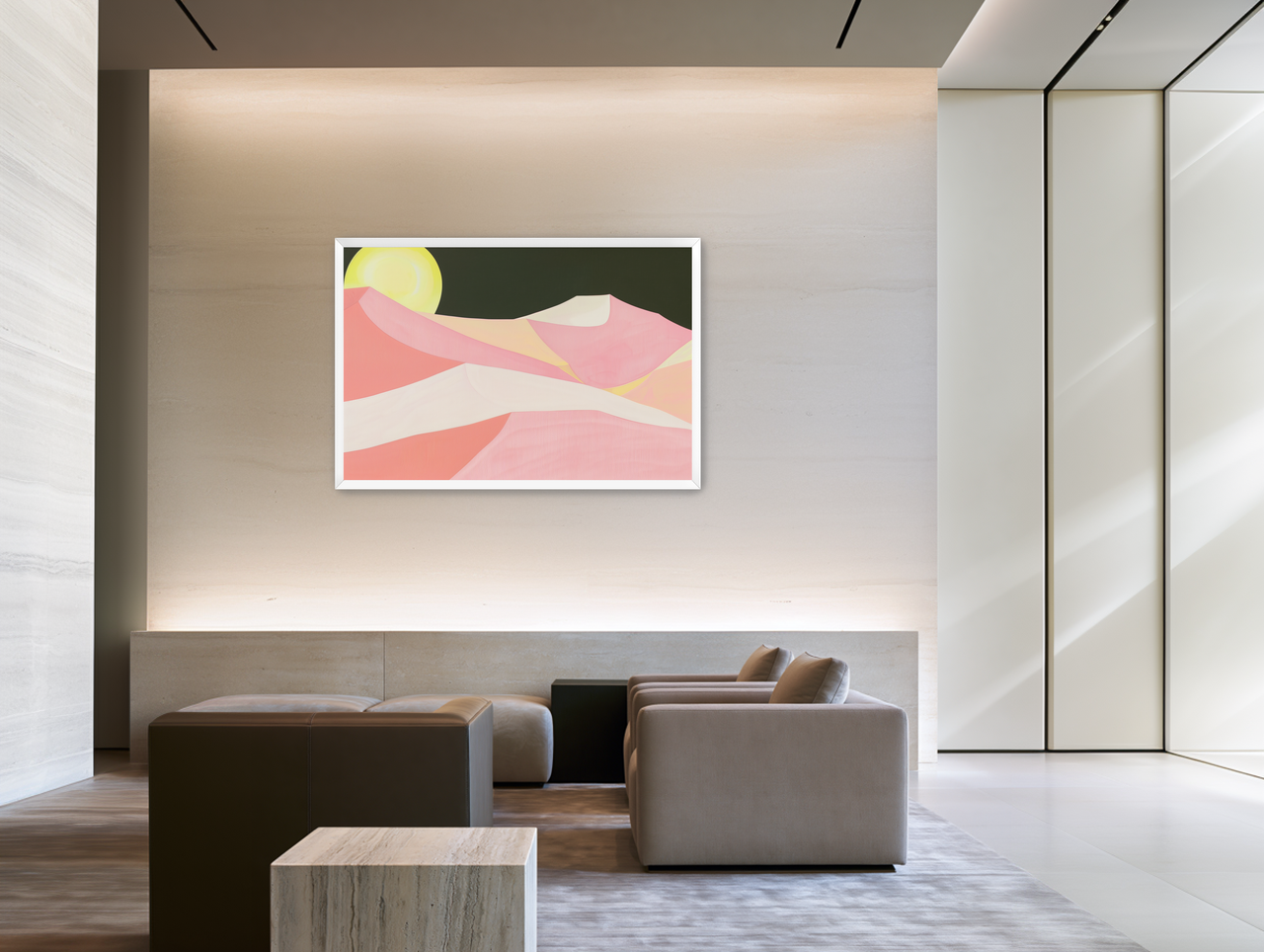 Sun over folded dunes room view