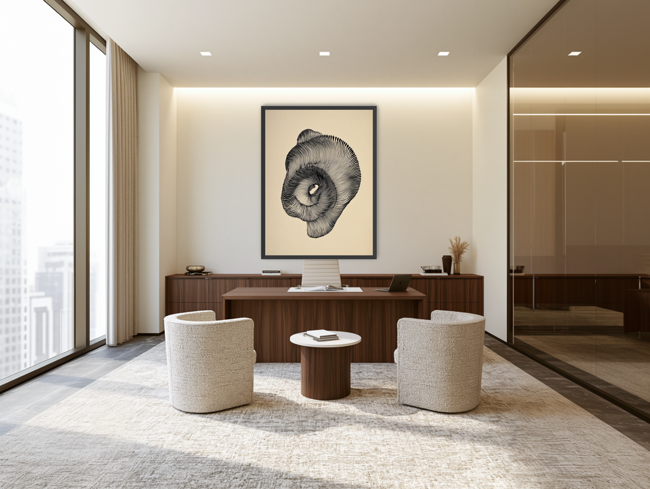 A hollow within black lines room view