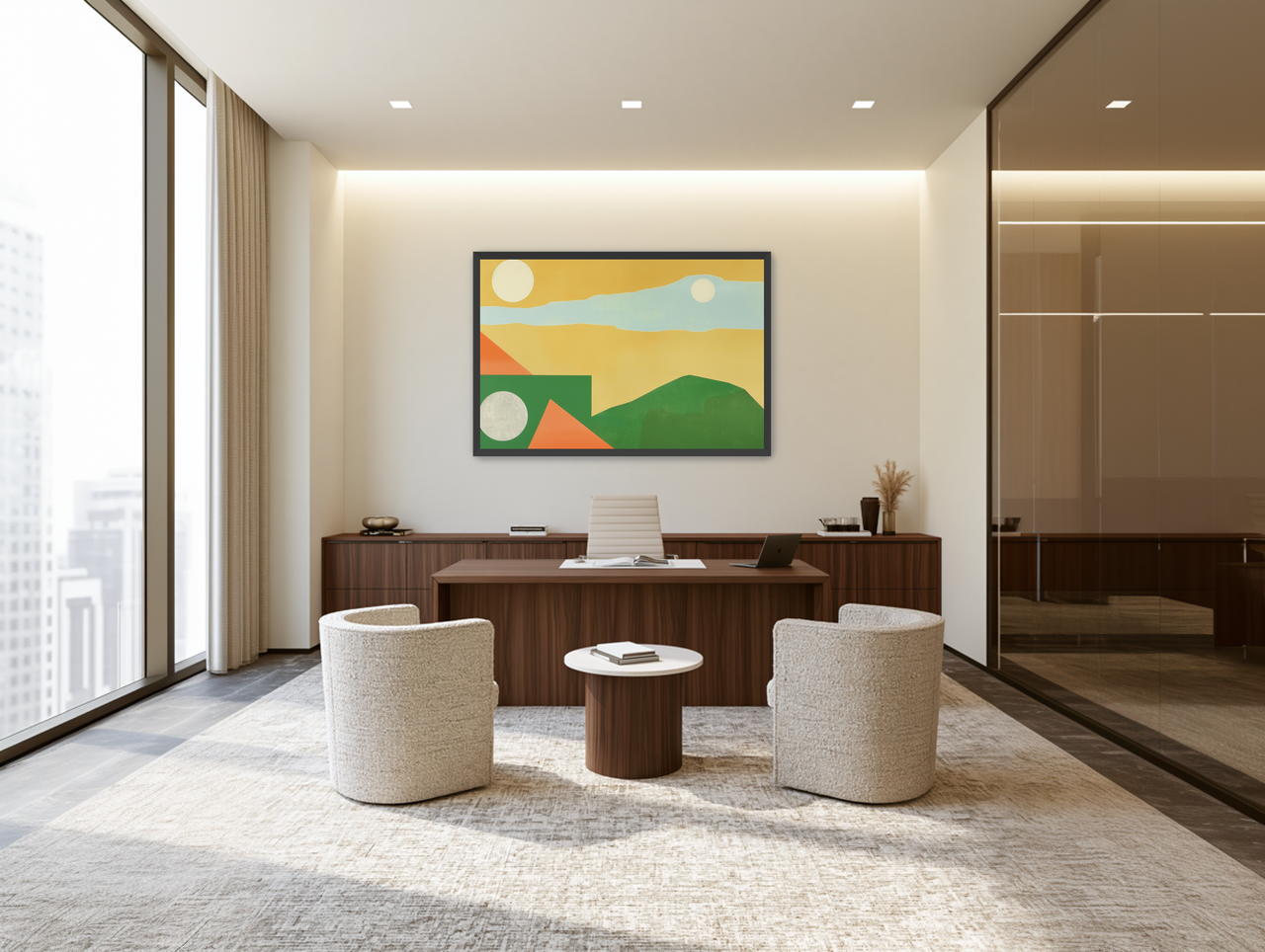 Two suns in yellow sky room view