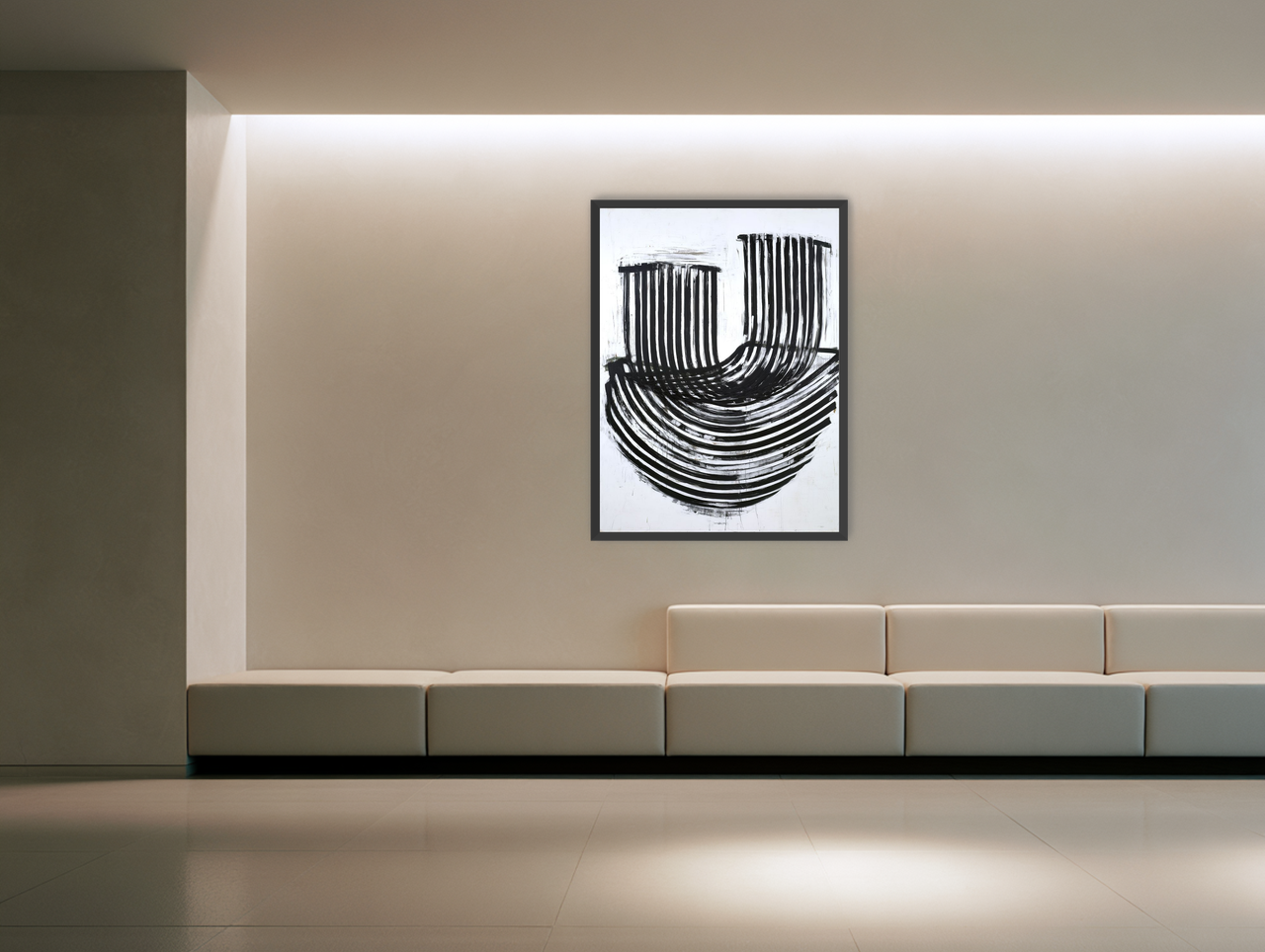 Black bands turning downward room view