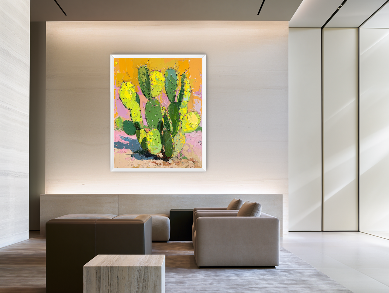 Thick paint on cactus pads room view