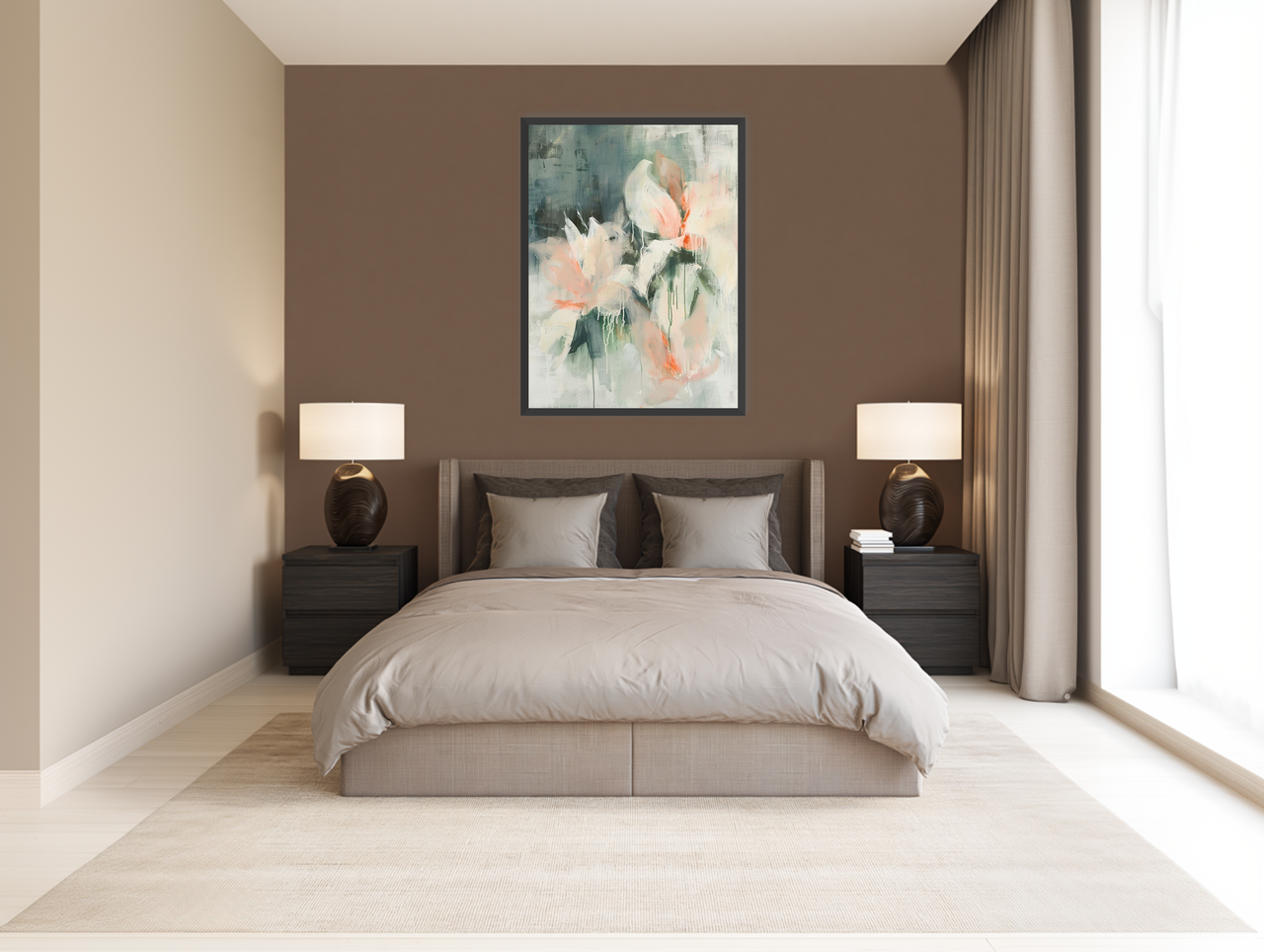 Drips on pale petals room view