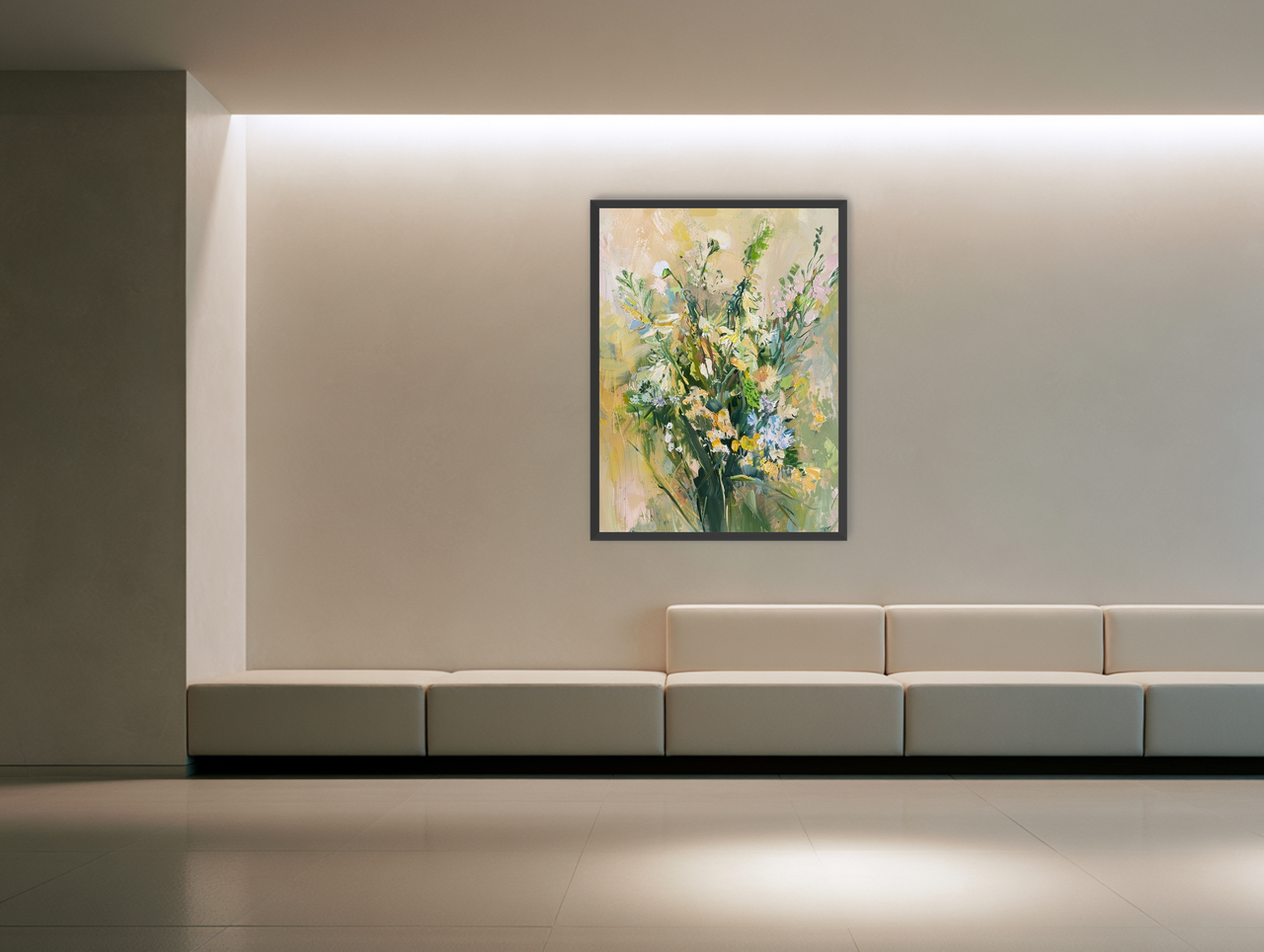 Wildflowers within pale light room view