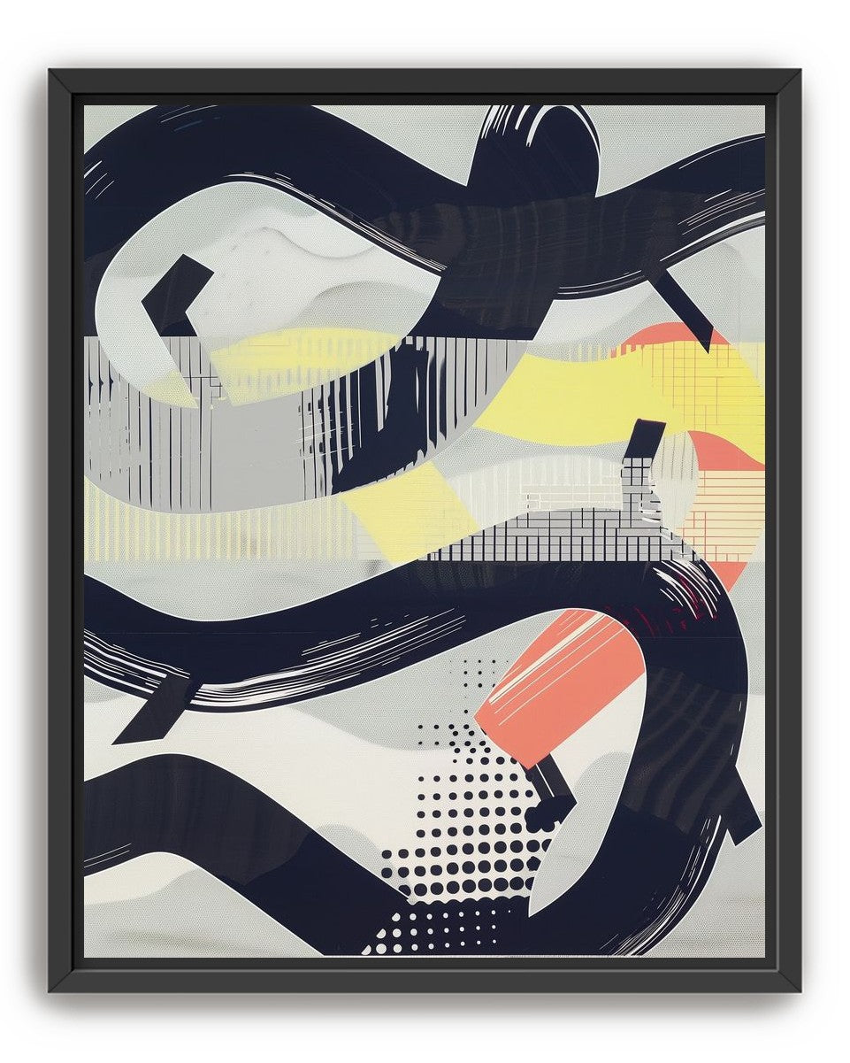 Black loops over yellow blocks