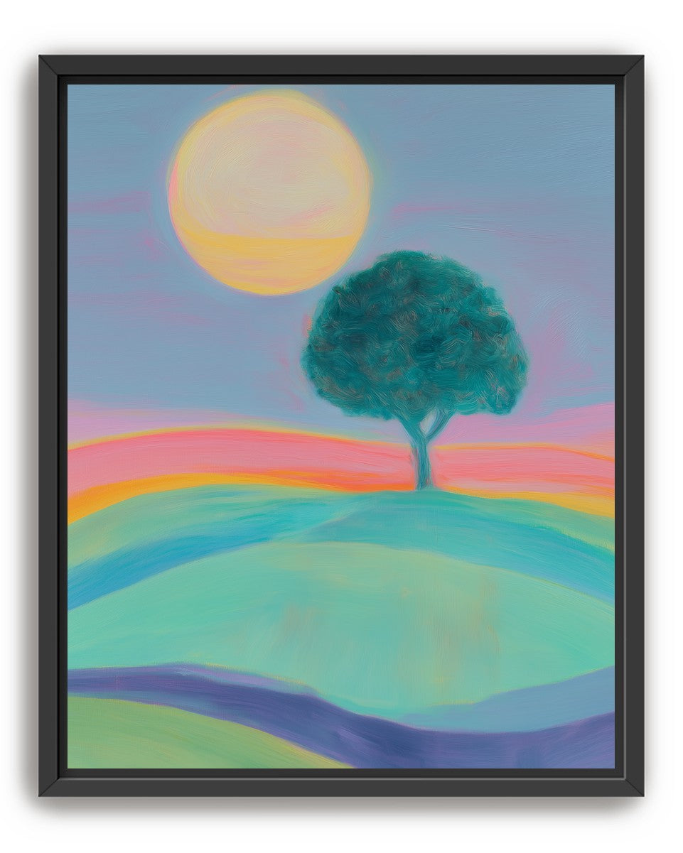 The sun behind the tree