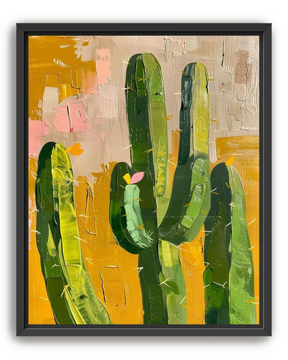 Cactus forms within ochre field