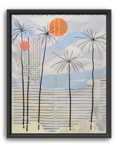 Two suns over striped hills