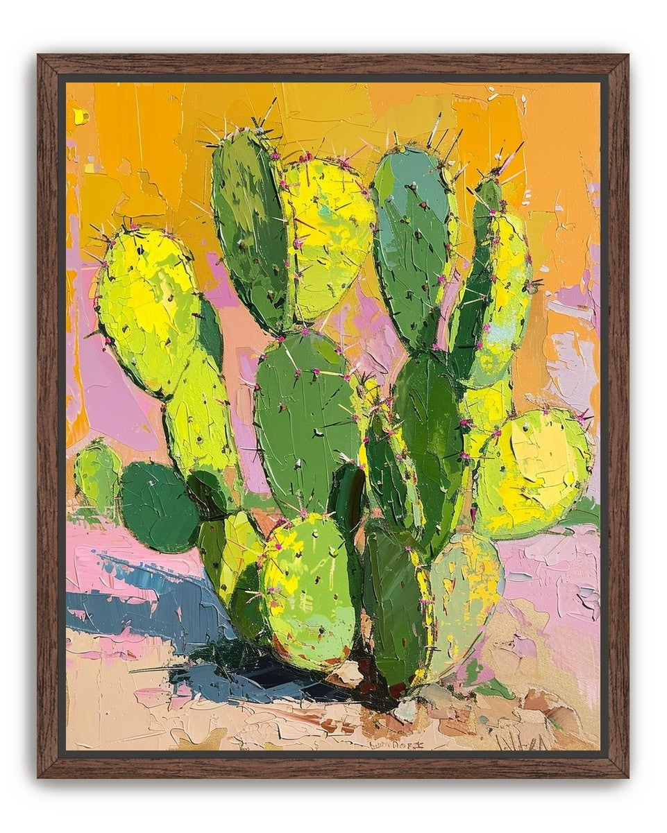 Thick paint on cactus pads