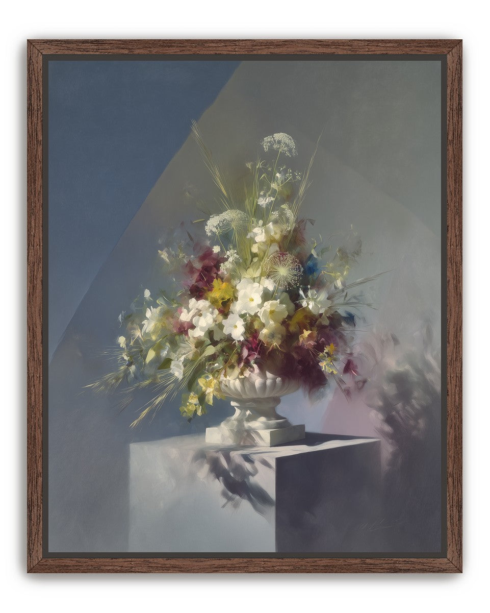 White urn within angled light
