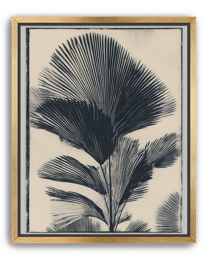 Palm fronds in black ink