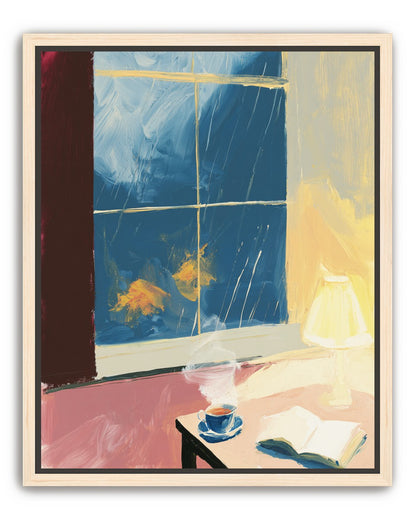 Lamplight on the rainy window