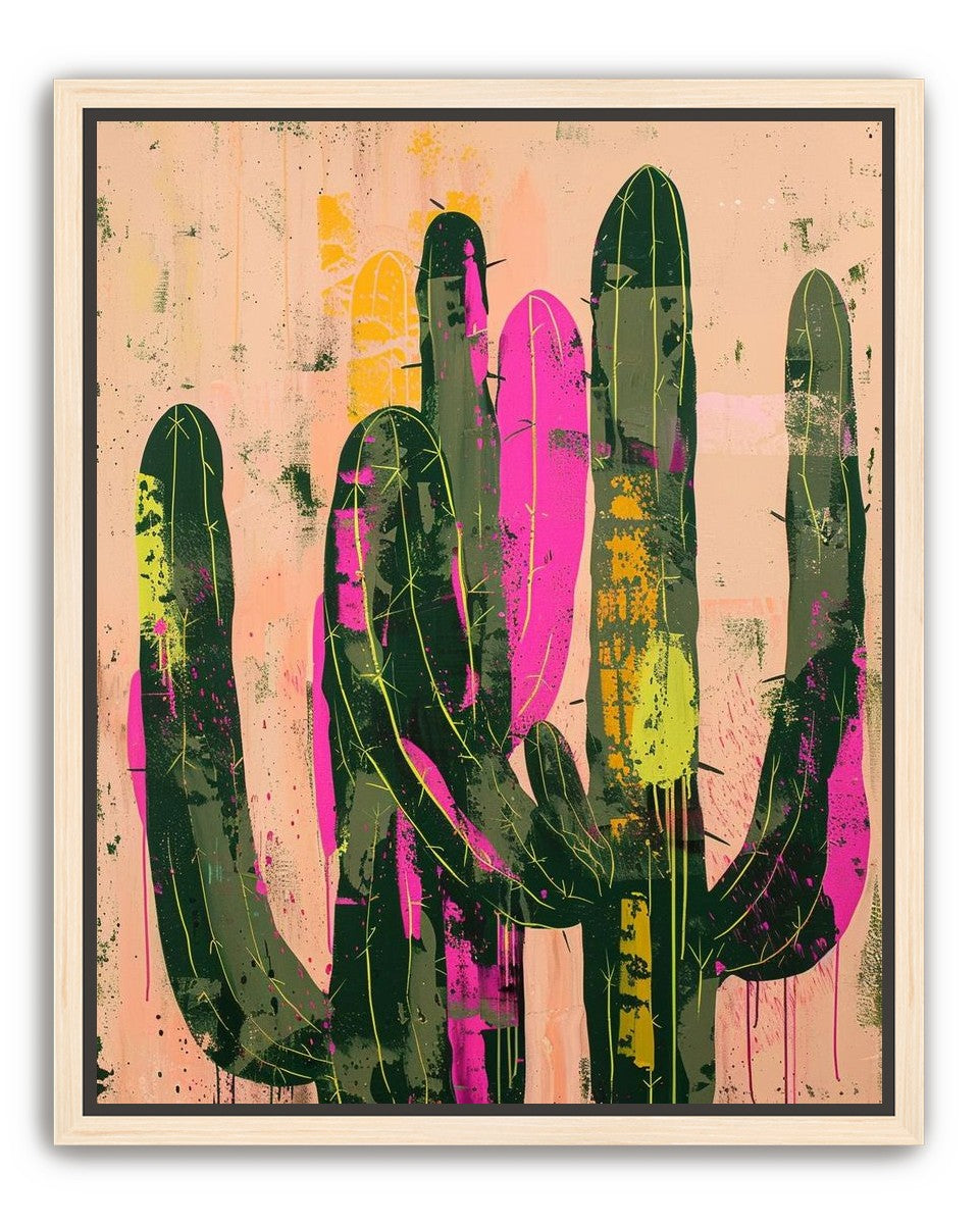 Neon pink on cactus green