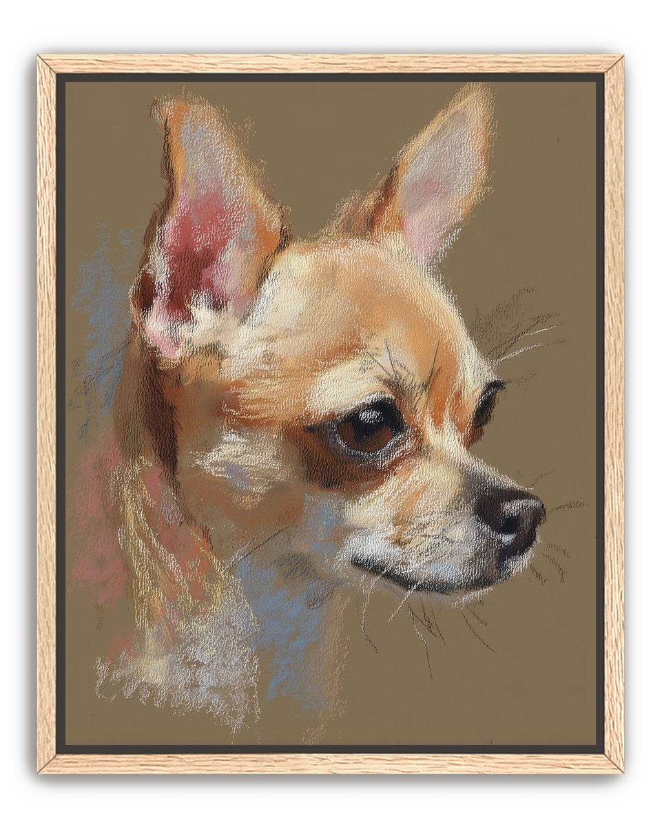 Pastel dog in profile
