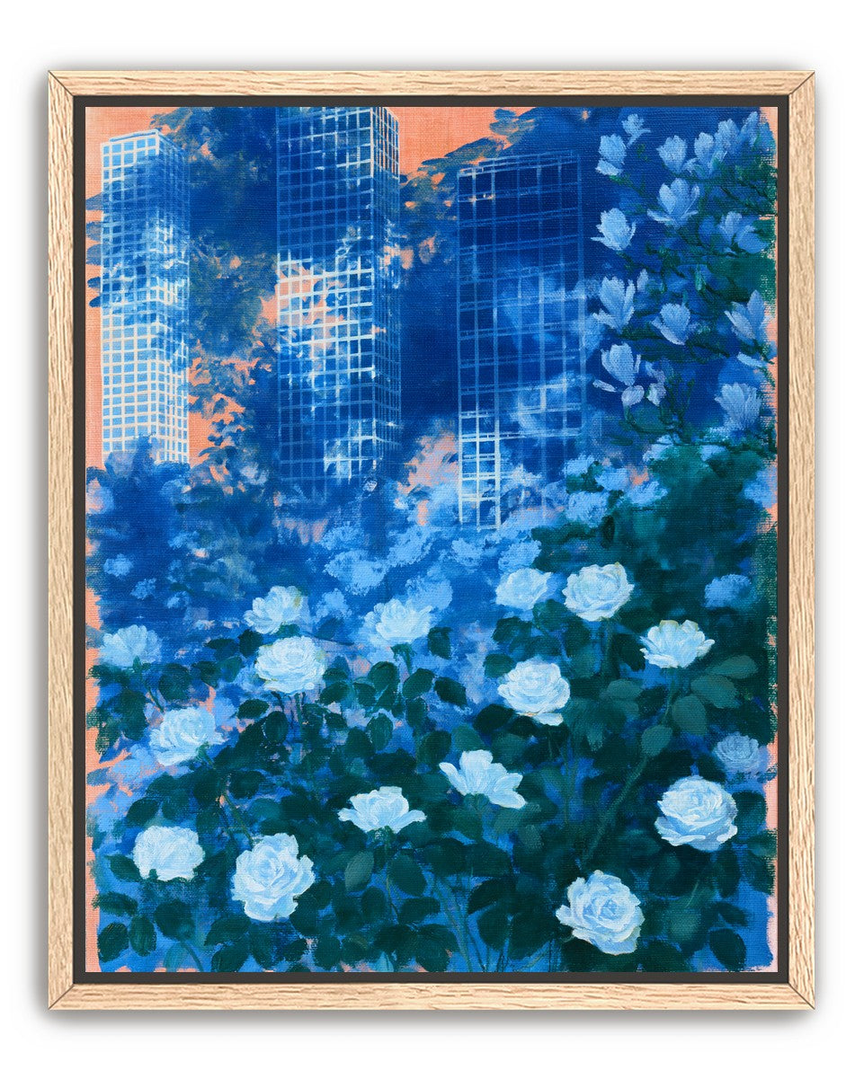 White roses before the towers