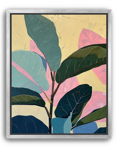 Leaves leaning into pink light