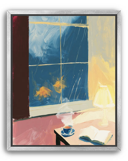 Lamplight on the rainy window