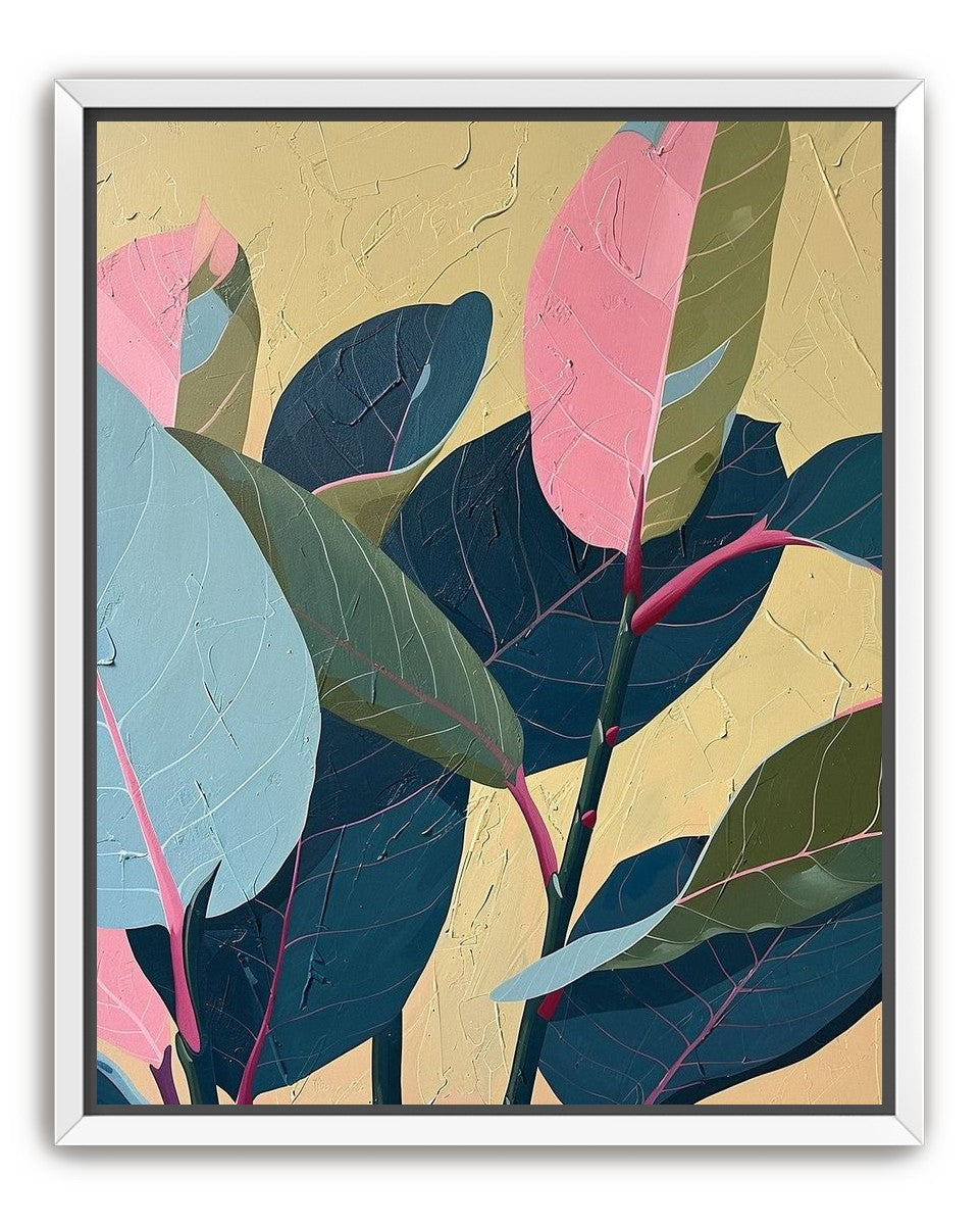 Leaves on cracked plaster