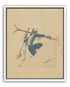 Blue skier in pale snow