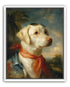 White dog in red scarf