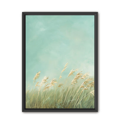 Turquoise sky over pale grass