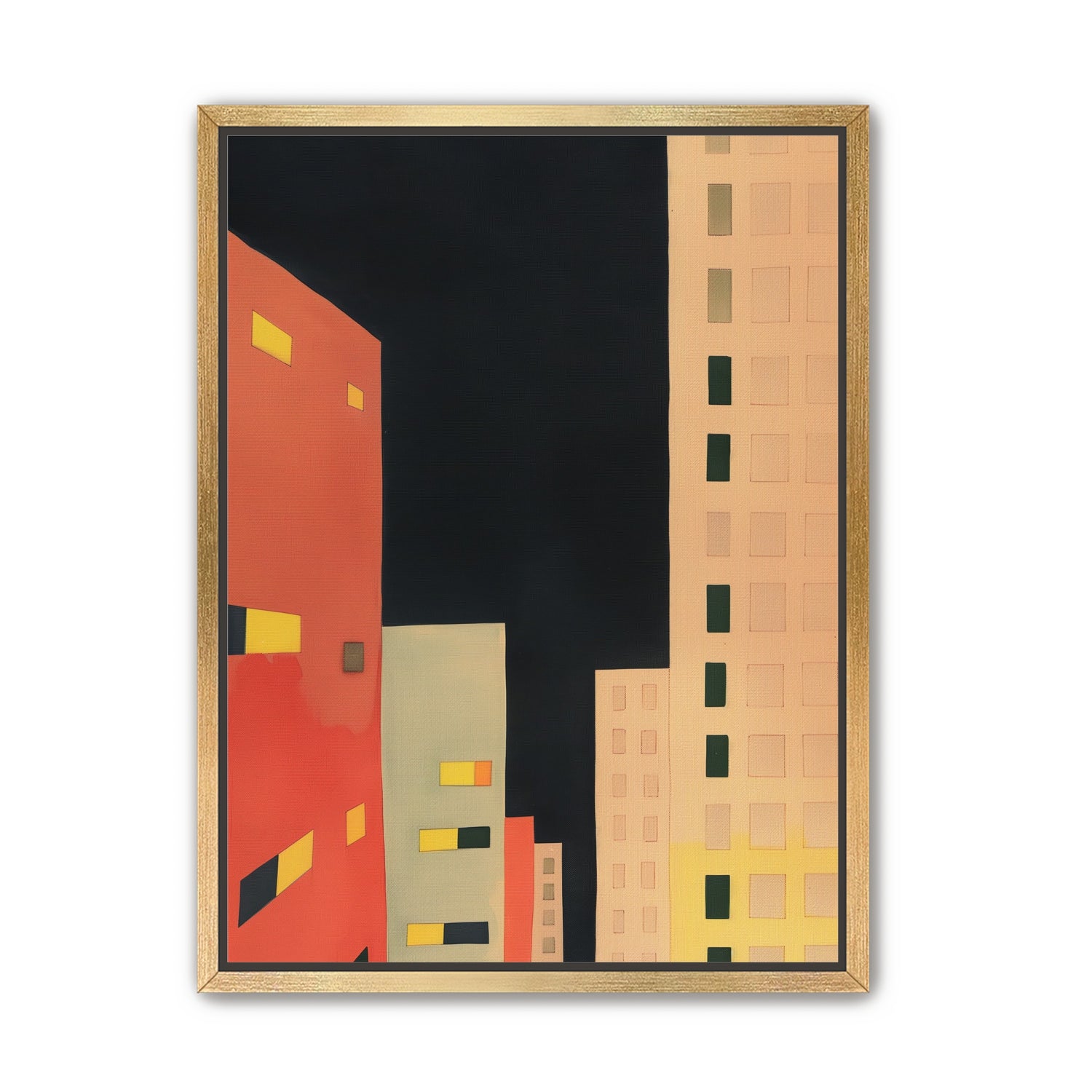 Lit windows in black sky