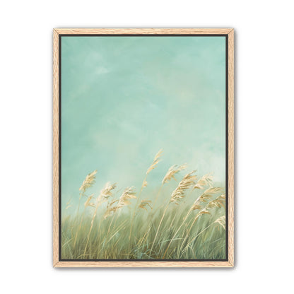 Turquoise sky over pale grass